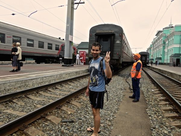 Seb posing at Omsk platform