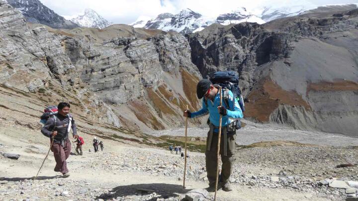 Sebastien admiring the views from Thorong La Pass during the annapurna circuit