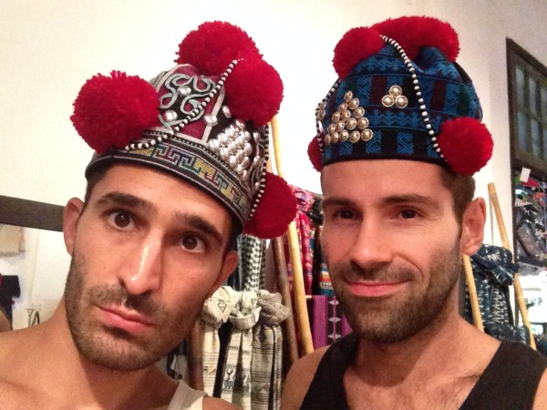 Our Laos ethnic hats selfie