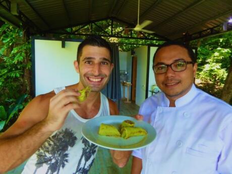 Stefan with pandan pancakes