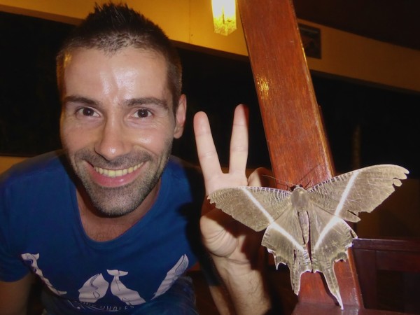 Sebastien with Mariah the Giant Moth