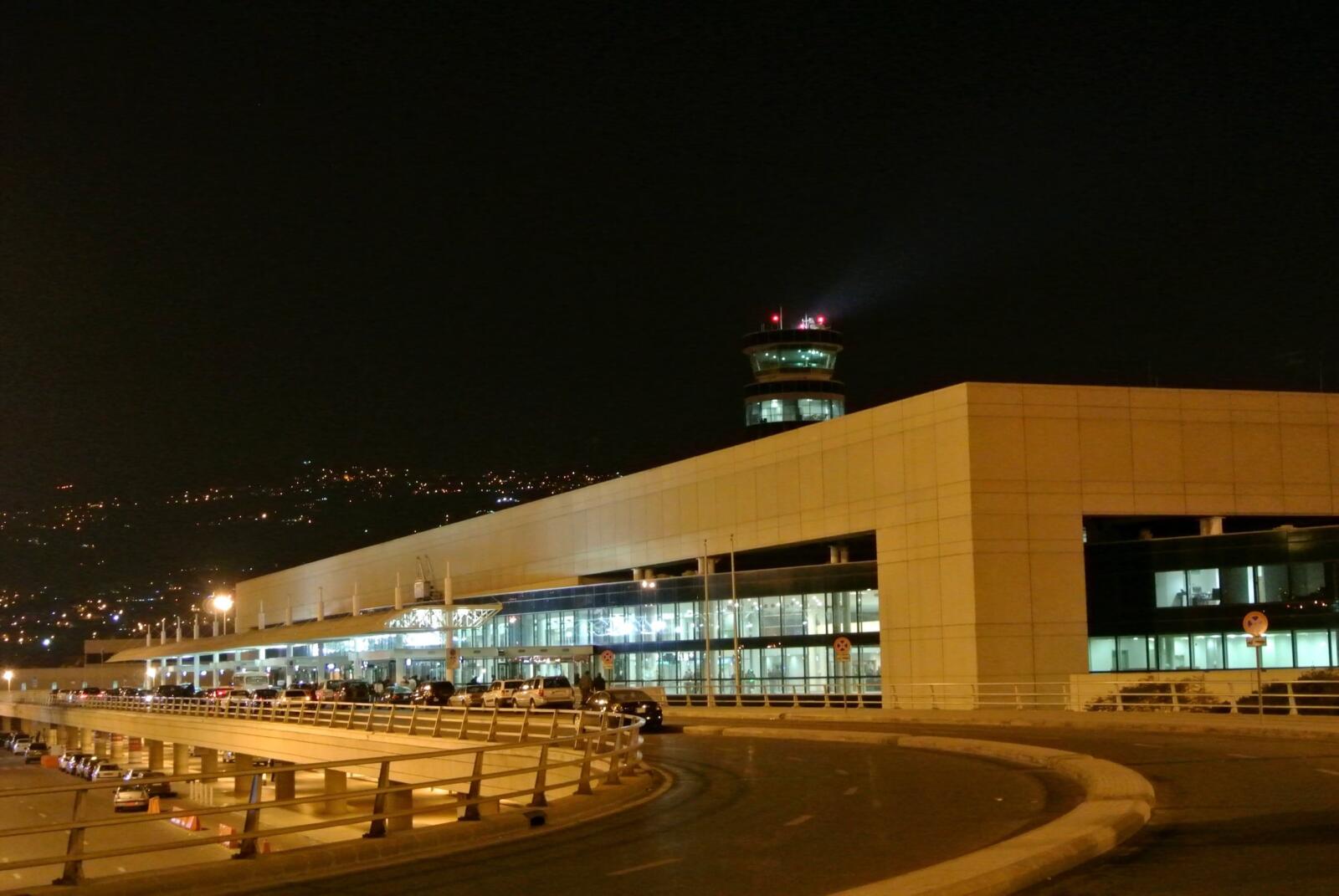 The Beirut Rafic Hariri airport at night 