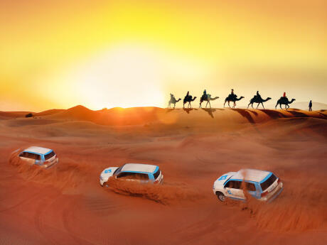 Gay travel to Dubai - Spend the night in the sand dunes with camels or 4WDs!