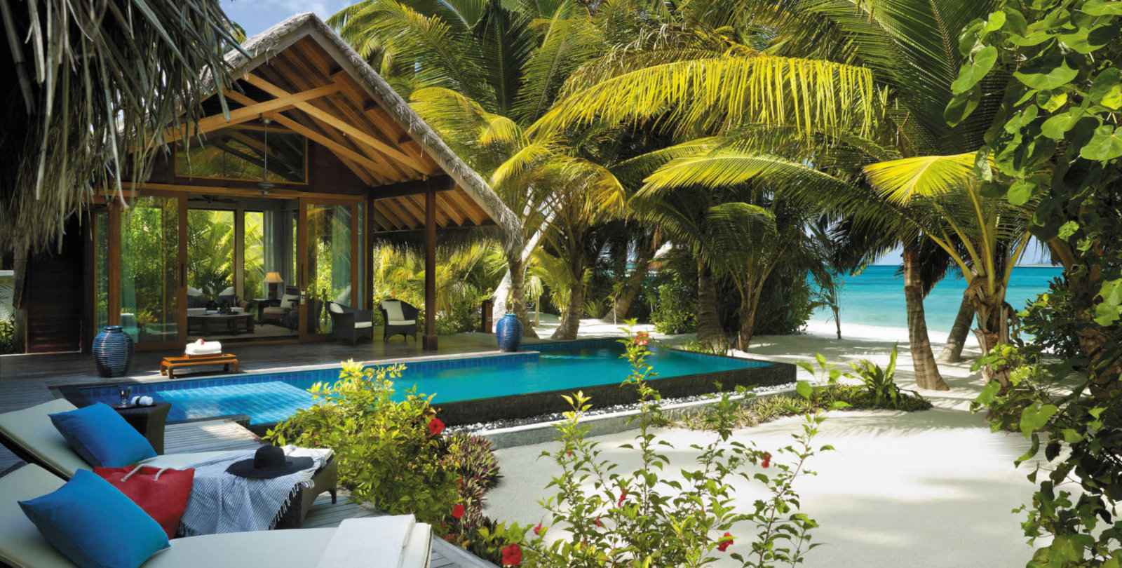 Stay in a jungle villa at the gay friendly Maldives Shangri La Villingili Resort.