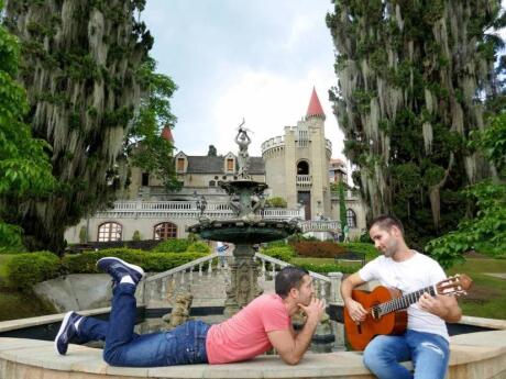 Gay couples travelling to Medellin will love relaxing in the romantic gardens of Castillo Castle.