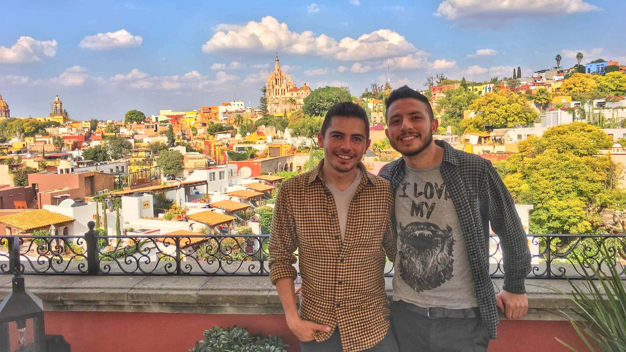 Gay couple in San Miguel de Allende Mexico 