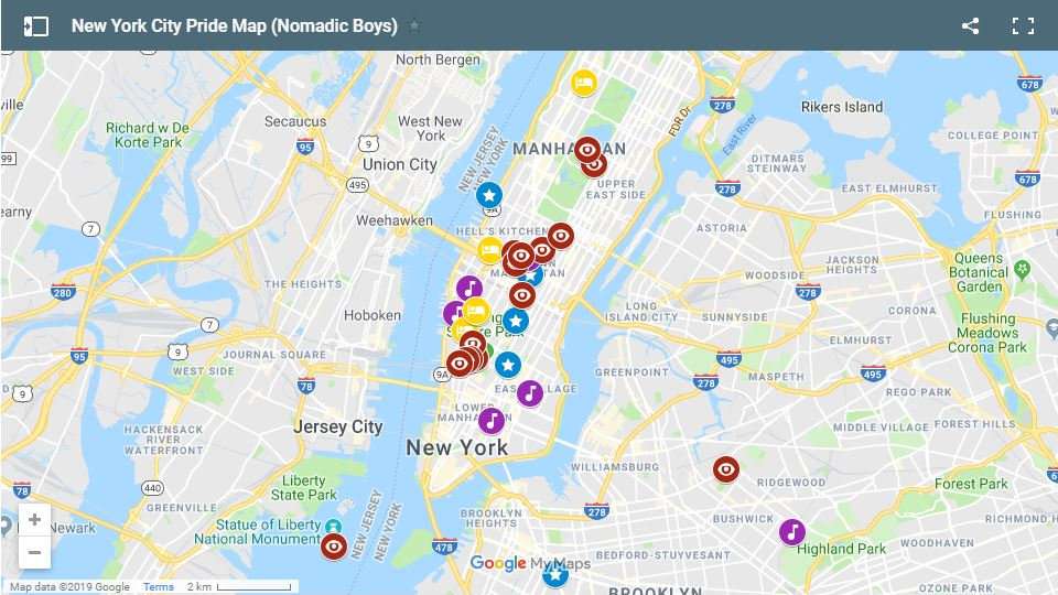 Our gay map showing all the best gay parties, events, places to stay and things to do during Pride in New York City.