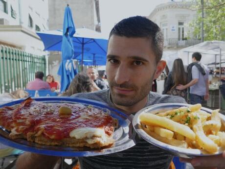 An Argentine Milanesa is kind of like a schnitzel and really yummy, especially with fries!