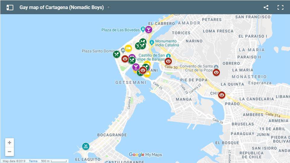 Find out all our favourite gay clubs and bars as well as places to stay and things to do in Cartagena, Colombia with this handy map