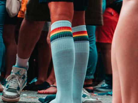 Display your pride any day of the year with rainbow socks.