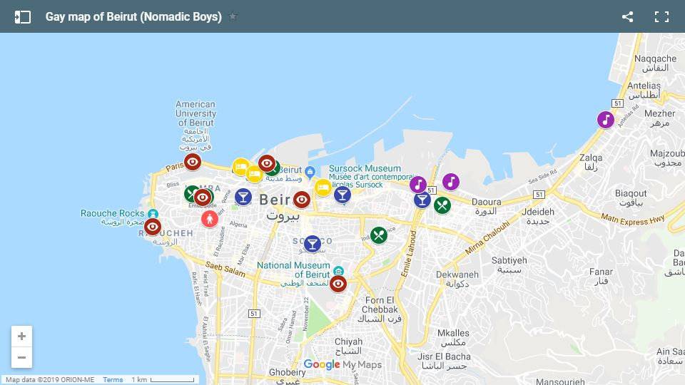 A map of our favourite gay places to stay, eat, drink and explore in Beirut