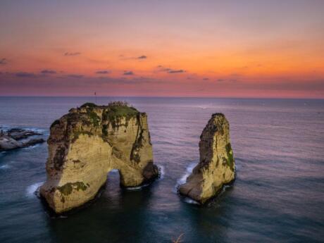 One of the most well-known sights in Beirut are the Pigeon Rocks located just off the coast of the city