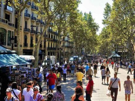 Las Ramblas or La Rmabla in Barcelona is a long and busy street with lots of shopping opportunities