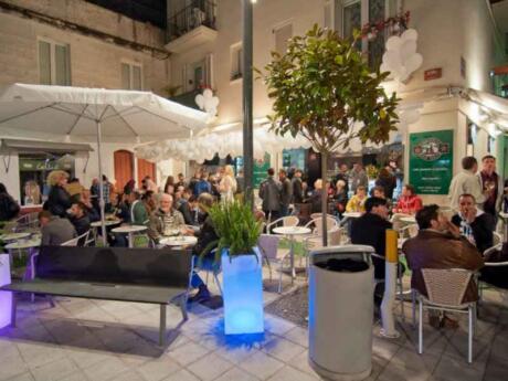 The busy terrace outside Central Bar and Cafe in gay Sitges.