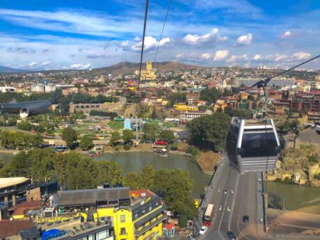 Riding the Funicular to the Mother Georgia statue on Sololaki Hill is an awesome way to enjoy the views over Tbilisi