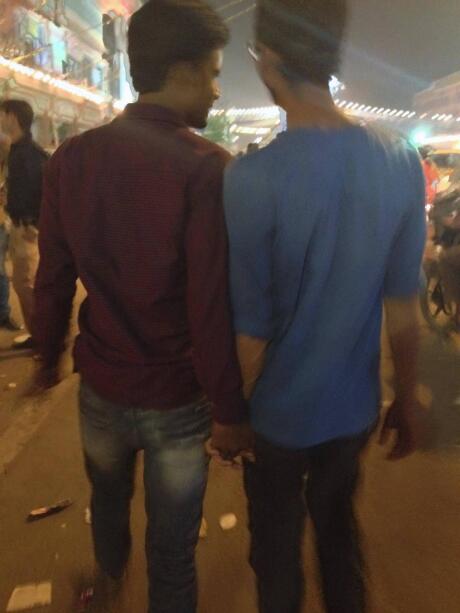 Indian guys holding hands in public in Jaipur