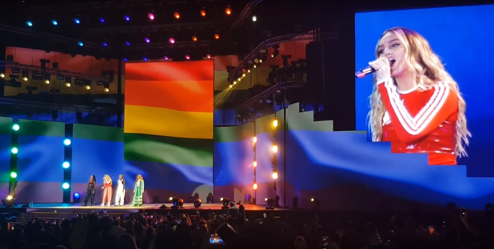 Little Mix performing in Dubai with rainbow flag