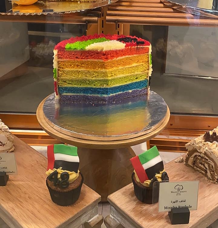 Gay rainbow cake in Dubai Walnut Grove Cafe