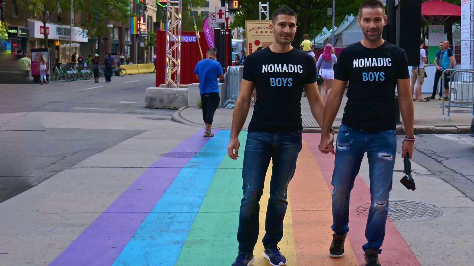 Montreal gay village rainbow crossing