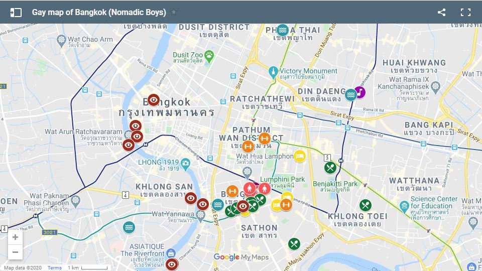 Our gay map of Bangkok showing where to find all the best gay hotels, bars, clubs, saunas, restaurants and more