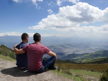 Gay couple at top of Quito TeleferiQo