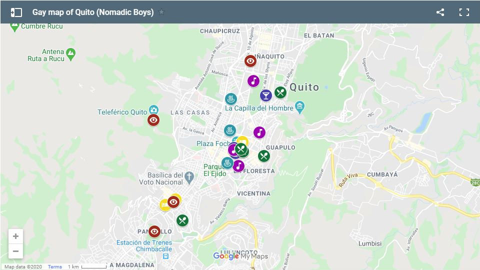 Use our gay map to plan your trip to Quito