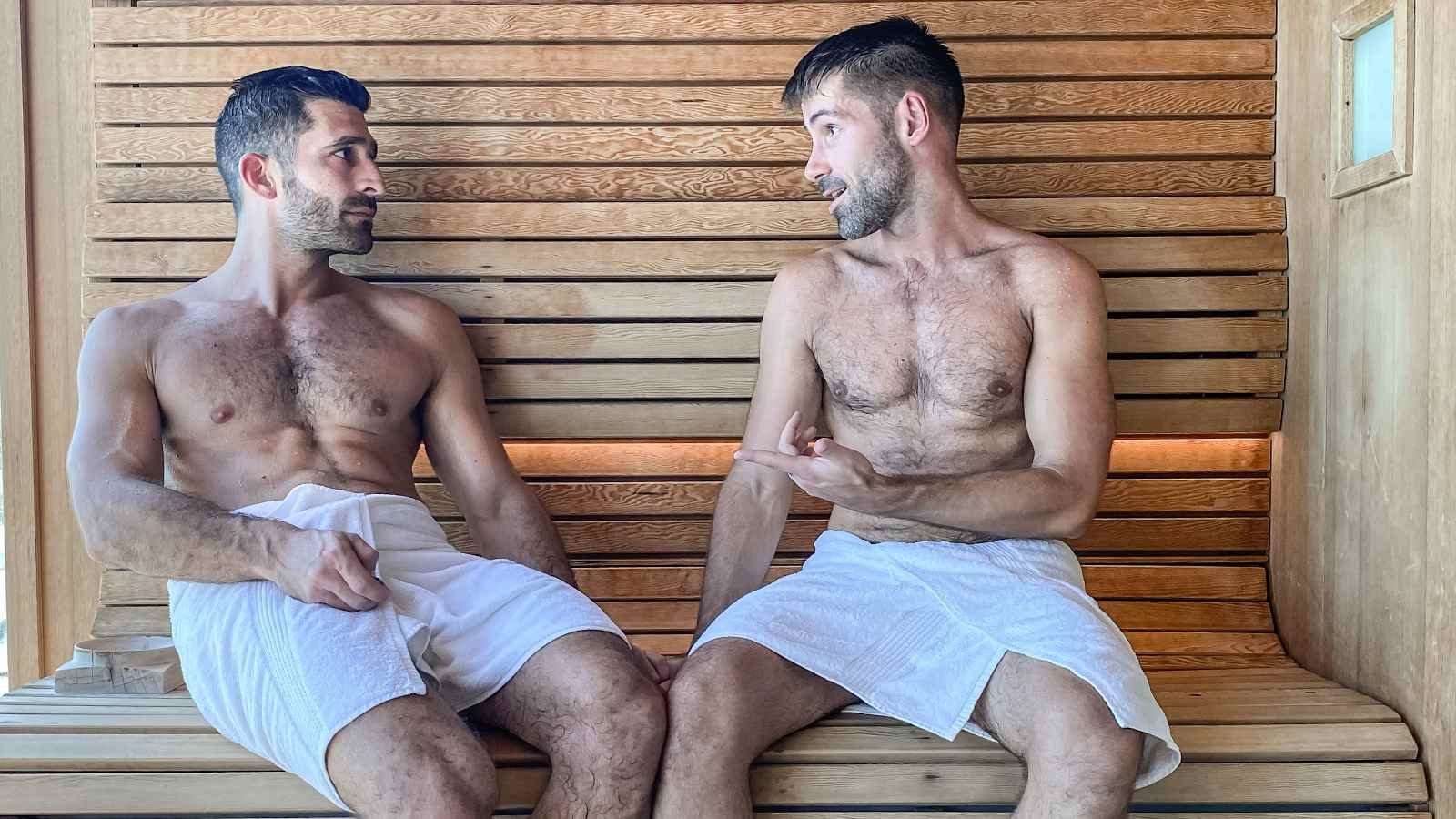 Nomadic Boys chilling in a gay sauna in Vancouver