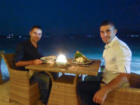 Celebrating Stefan birthday on Gili Trawangan at pearl beach lounge