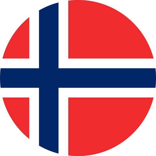 The flag of Norway, Red with a white and blue cross