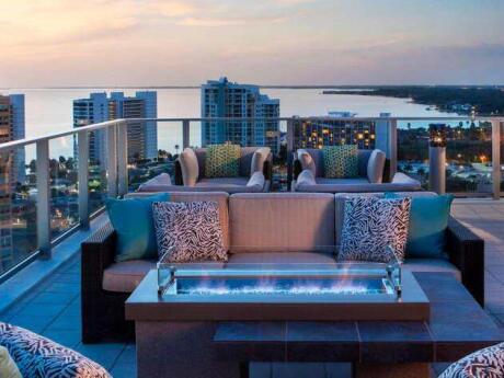 The rooftop bar at the Westin Sarasota is an incredible spot for a romantic cocktail at sunset and a bite to eat