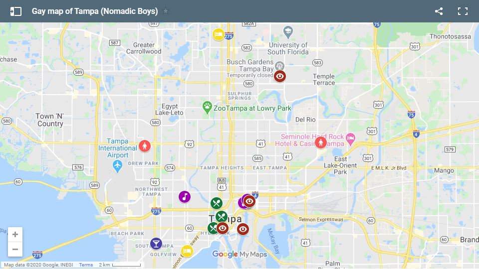 Our gay map of Tampa in Florida with all our favourite places to stay, eat, party and more!