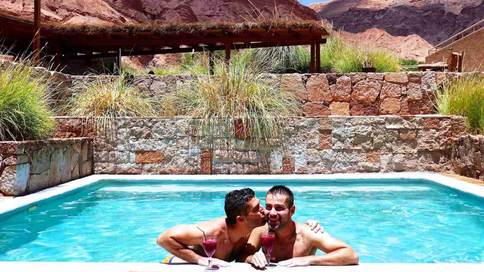 We love the gay friendly Alto Atacama hotel in Chile, especially it's many plunge pools!