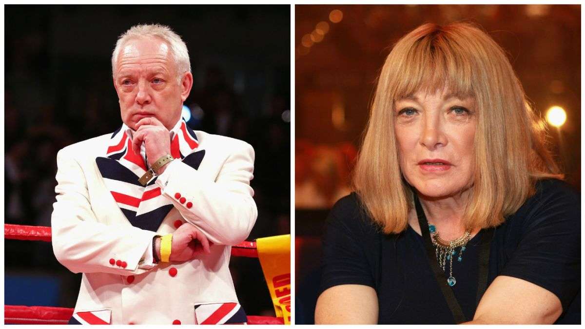 Boxing manager Frank Maloney pictured on the left as a boxing manager and on the right posing as a proud trans woman. 