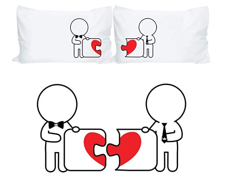 Matching pillow cases are a sweet gift to get for a gay couple