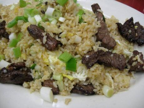 Arroz chaufa is a type of Peruvian/Chinese fried rice that's very yummy and a must-try in Peru