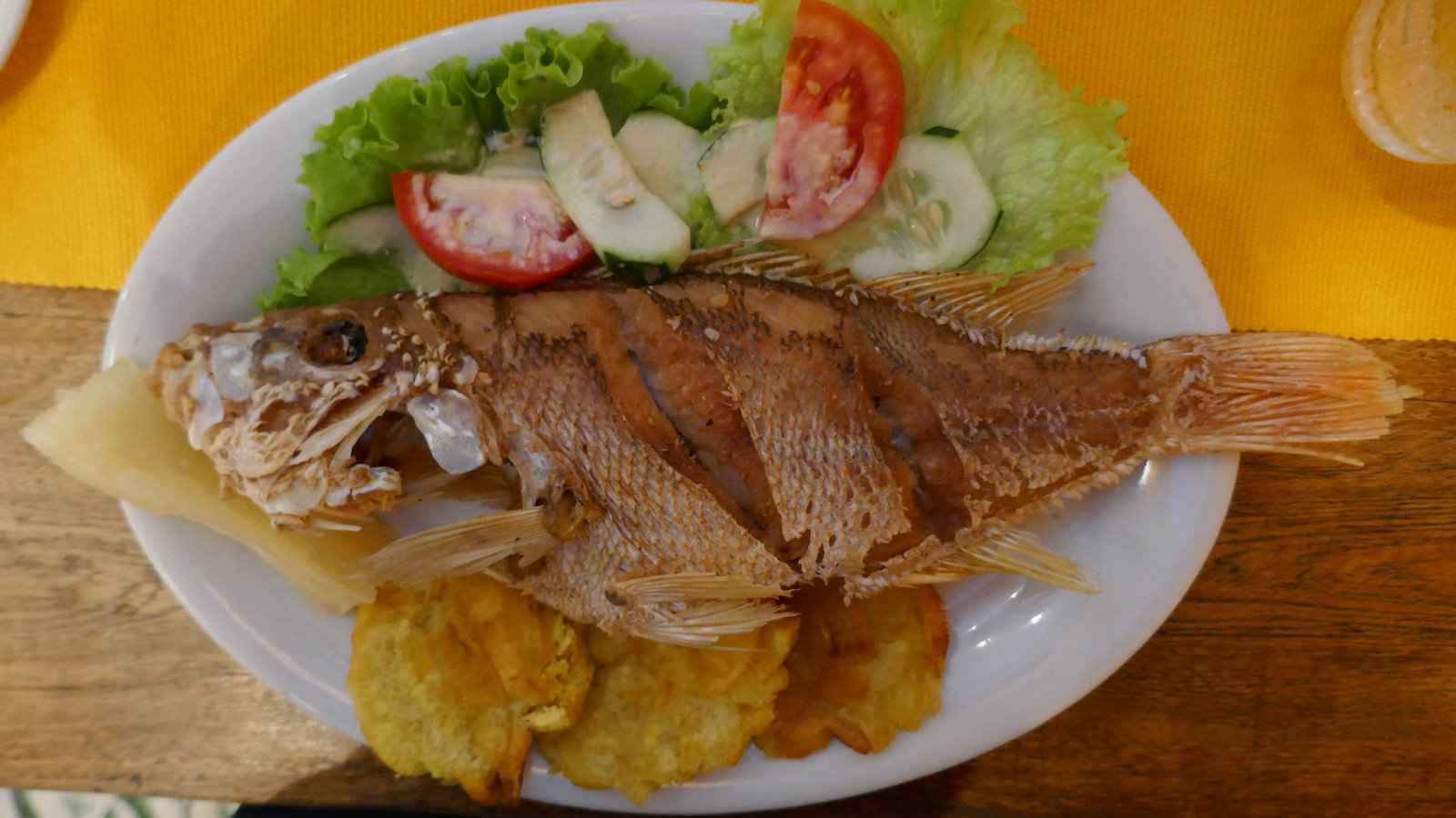 Instead of fish and chips, in Colombia you get pescado frito, a delicious whole fried fish