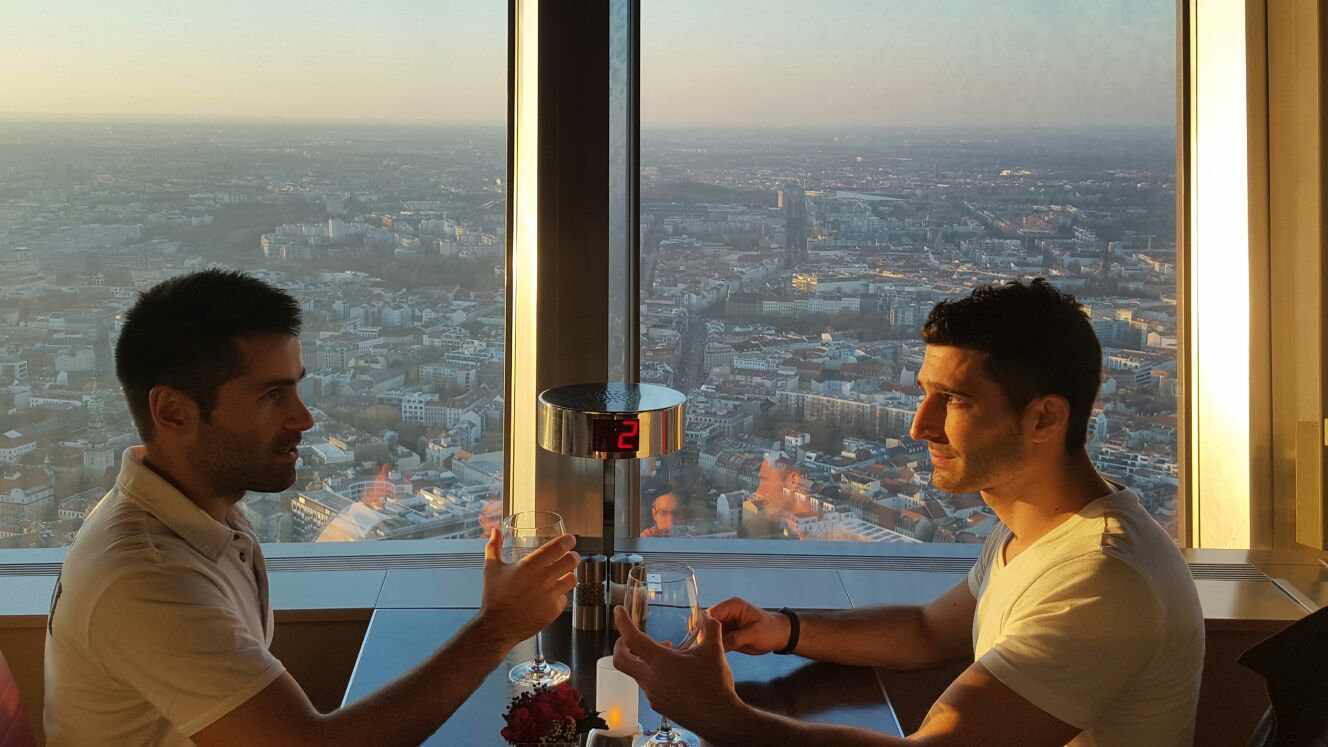 Dinner at Berlin's TV Tower overlooking the city is an incredibly romantic thing for couples to do