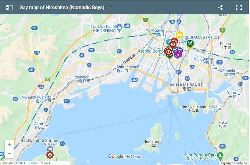 Use our gay map of Hiroshima to find the best gay friendly places to stay, eat, drink and what to do