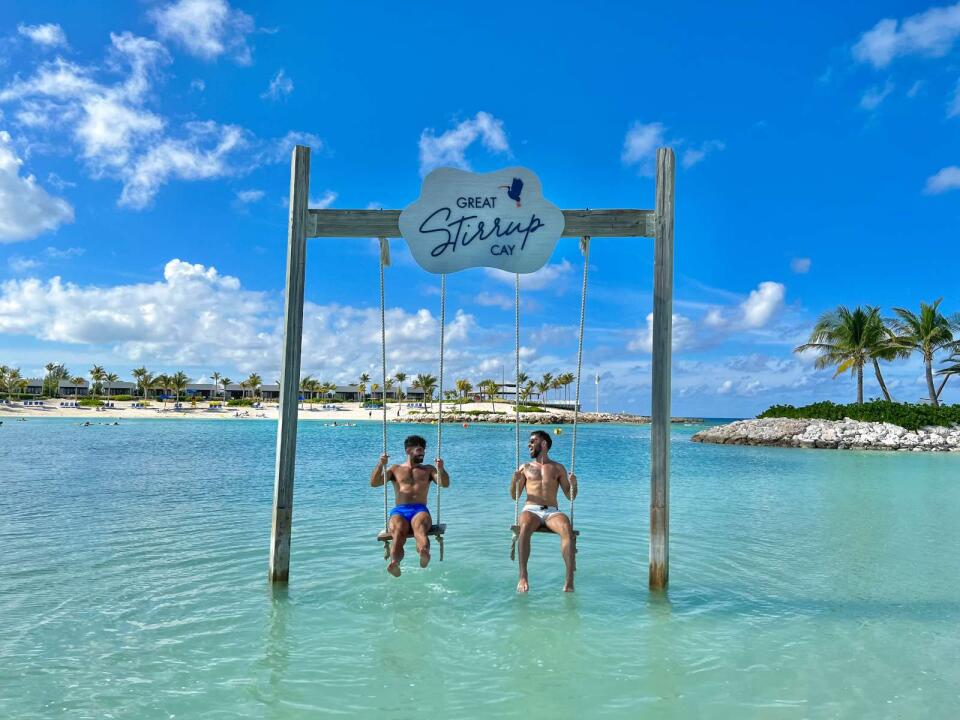 Couple on the swings at Great Stirrup Cay