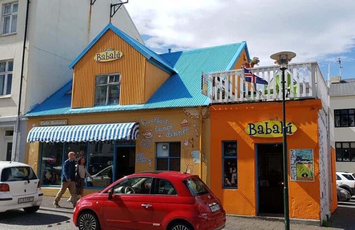 quirky and colorful cafe place in the old town of Reykjavik