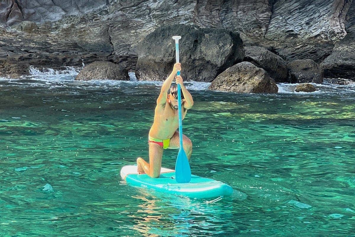 Turkish guy Saf paddleboarding in Gran Canaria.